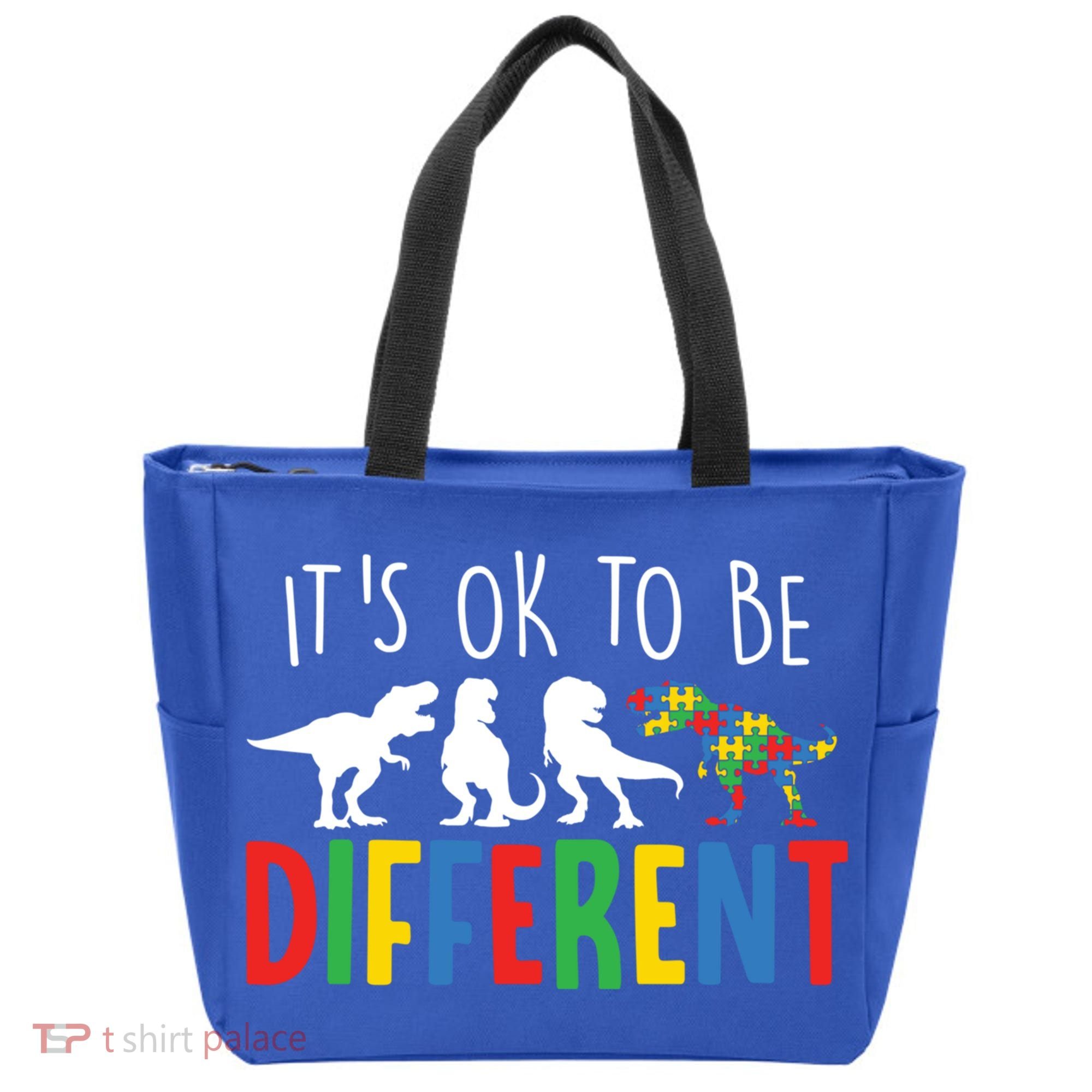 Autism Awareness Dinosaur ItS Ok To Be Different Meaningful Gift Tote Bag