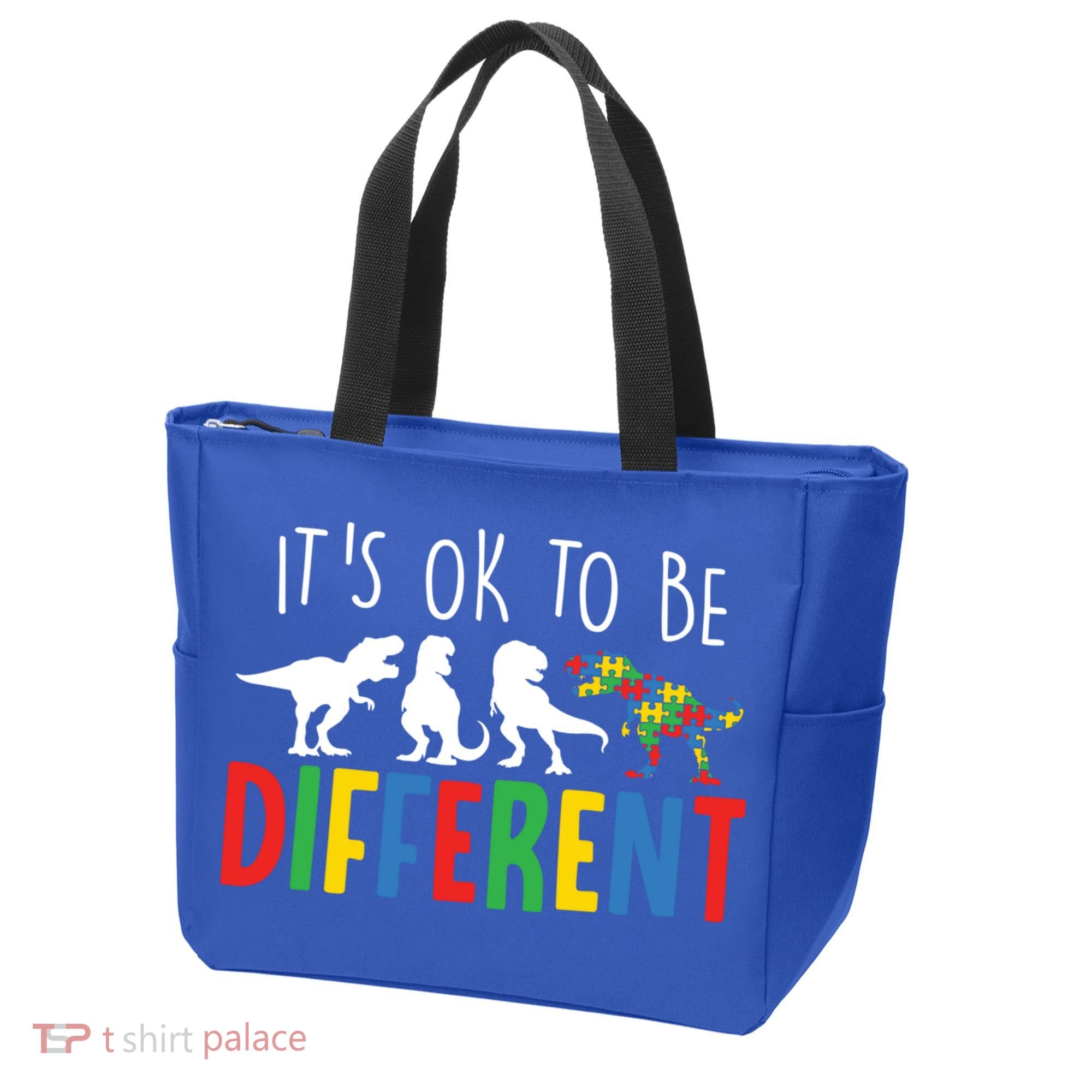 Autism Awareness Dinosaur ItS Ok To Be Different Meaningful Gift Tote Bag