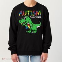 Autism Awareness Dinosaur Autism Heart Puzzle Women's Sweatshirt thumb 0