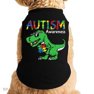 Autism Awareness Dinosaur Autism Heart Puzzle Doggie Tank