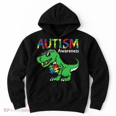 Autism Awareness Dinosaur Autism Heart Puzzle Hoodie