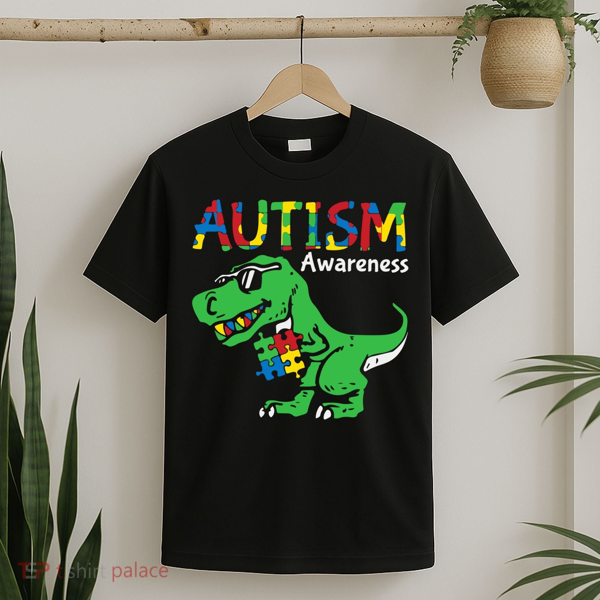 Autism Awareness Dinosaur Autism Heart Puzzle T-Shirt