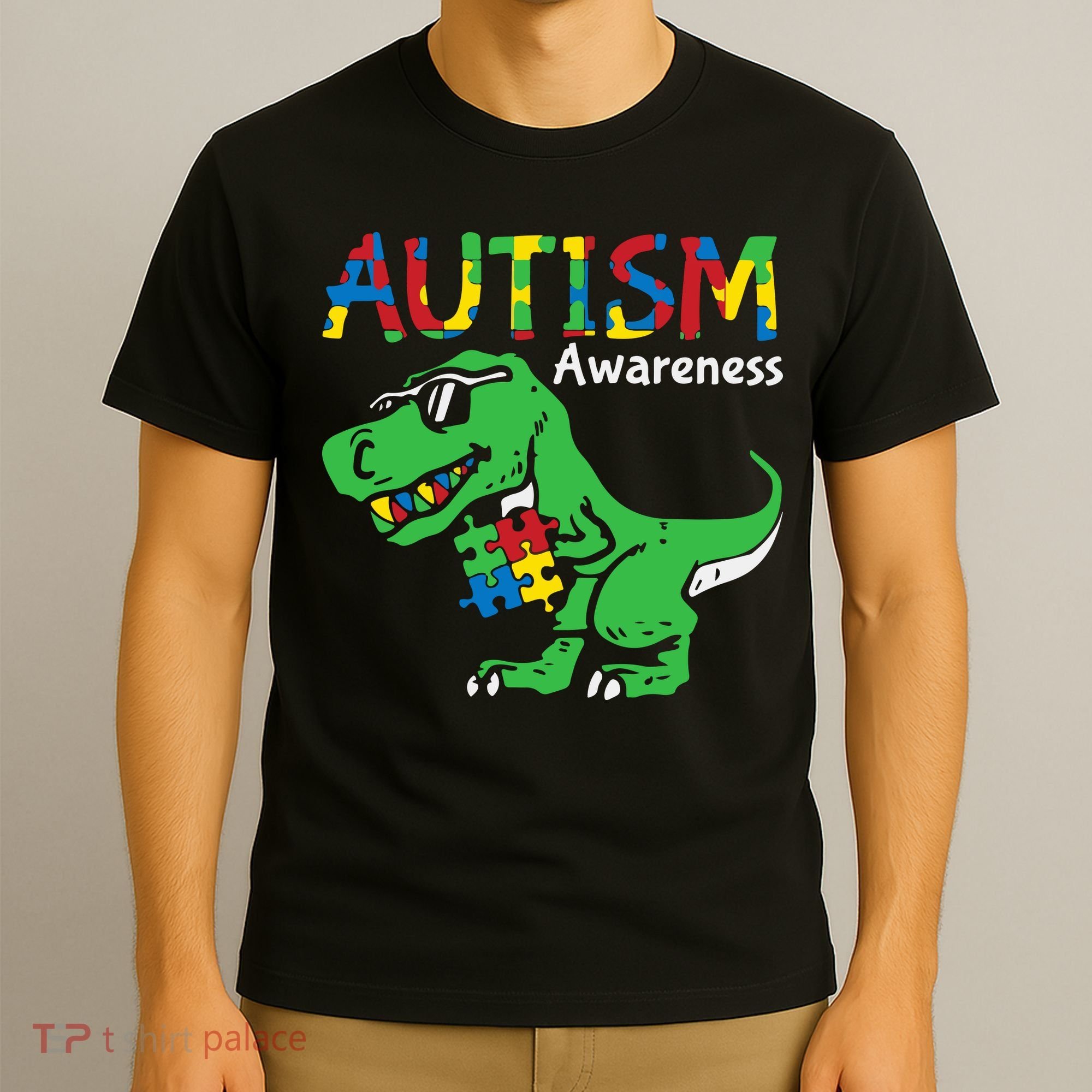 Autism Awareness Dinosaur Autism Heart Puzzle T-Shirt