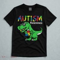 Autism Awareness Dinosaur Autism Heart Puzzle T-Shirt thumb 5