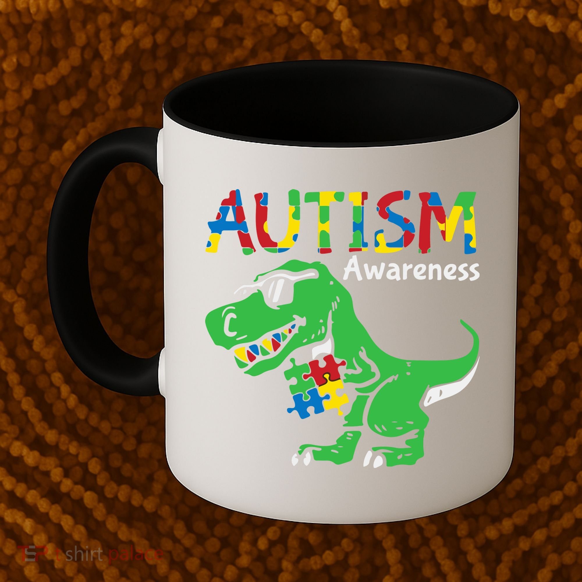 Autism Awareness Dinosaur Autism Heart Puzzle Coffee Mug