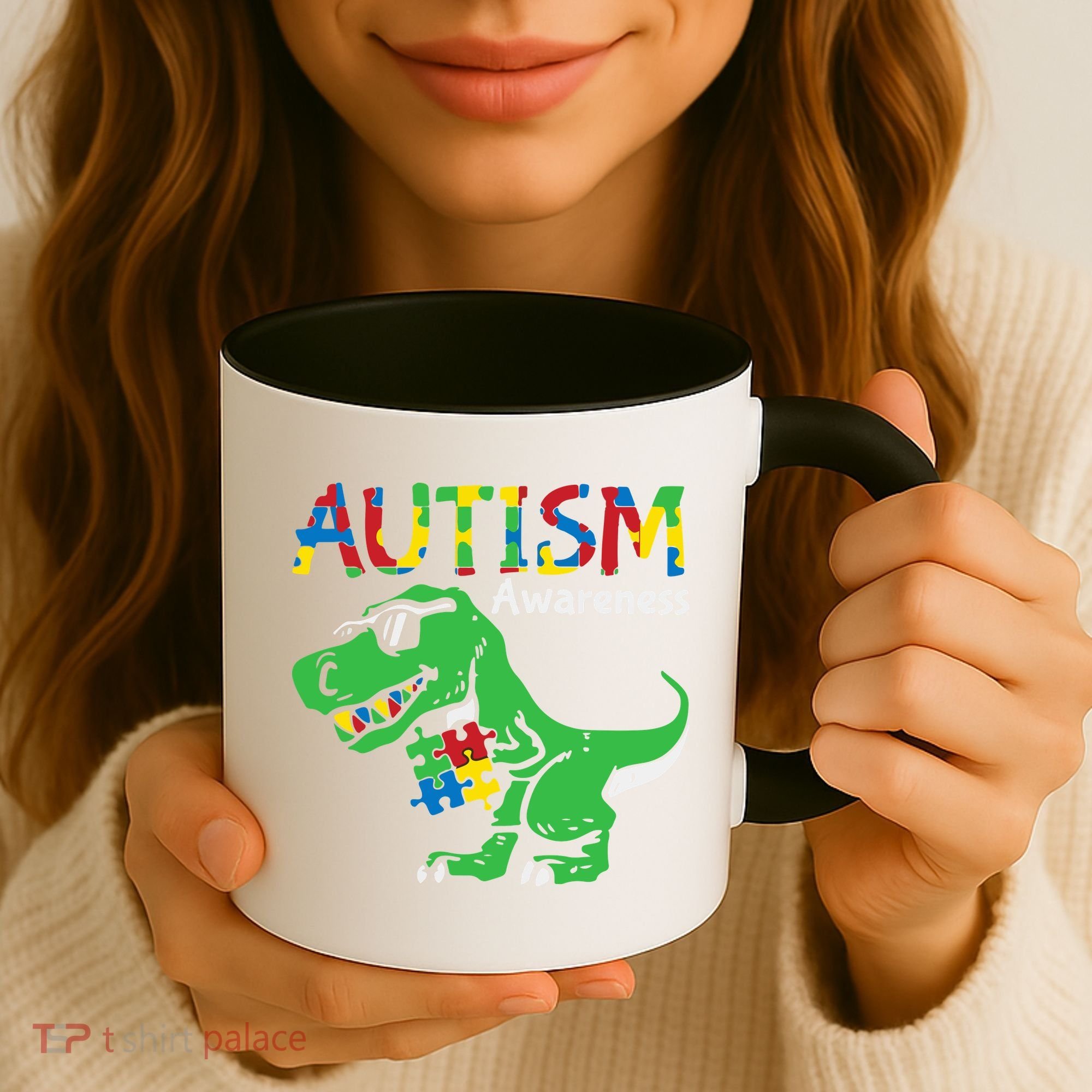 Autism Awareness Dinosaur Autism Heart Puzzle Coffee Mug
