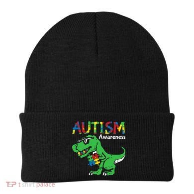 Autism Awareness Dinosaur Autism Heart Puzzle Beanie