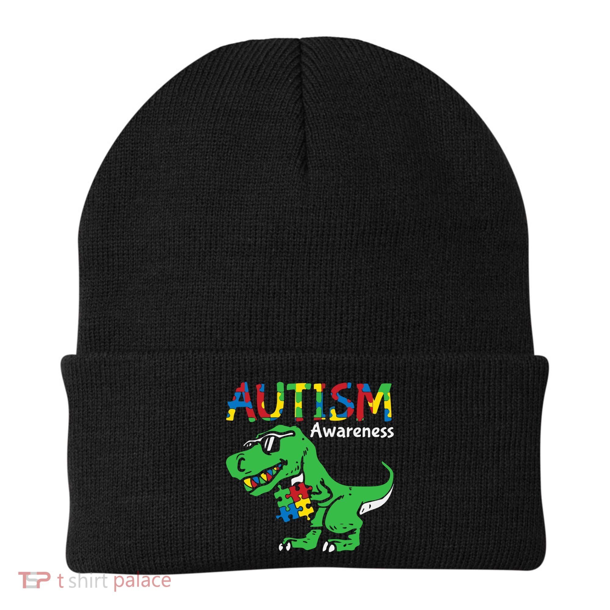 Autism Awareness Dinosaur Autism Heart Puzzle Beanie
