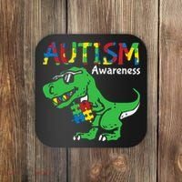 Autism Awareness Dinosaur Autism Heart Puzzle Coaster thumb 0
