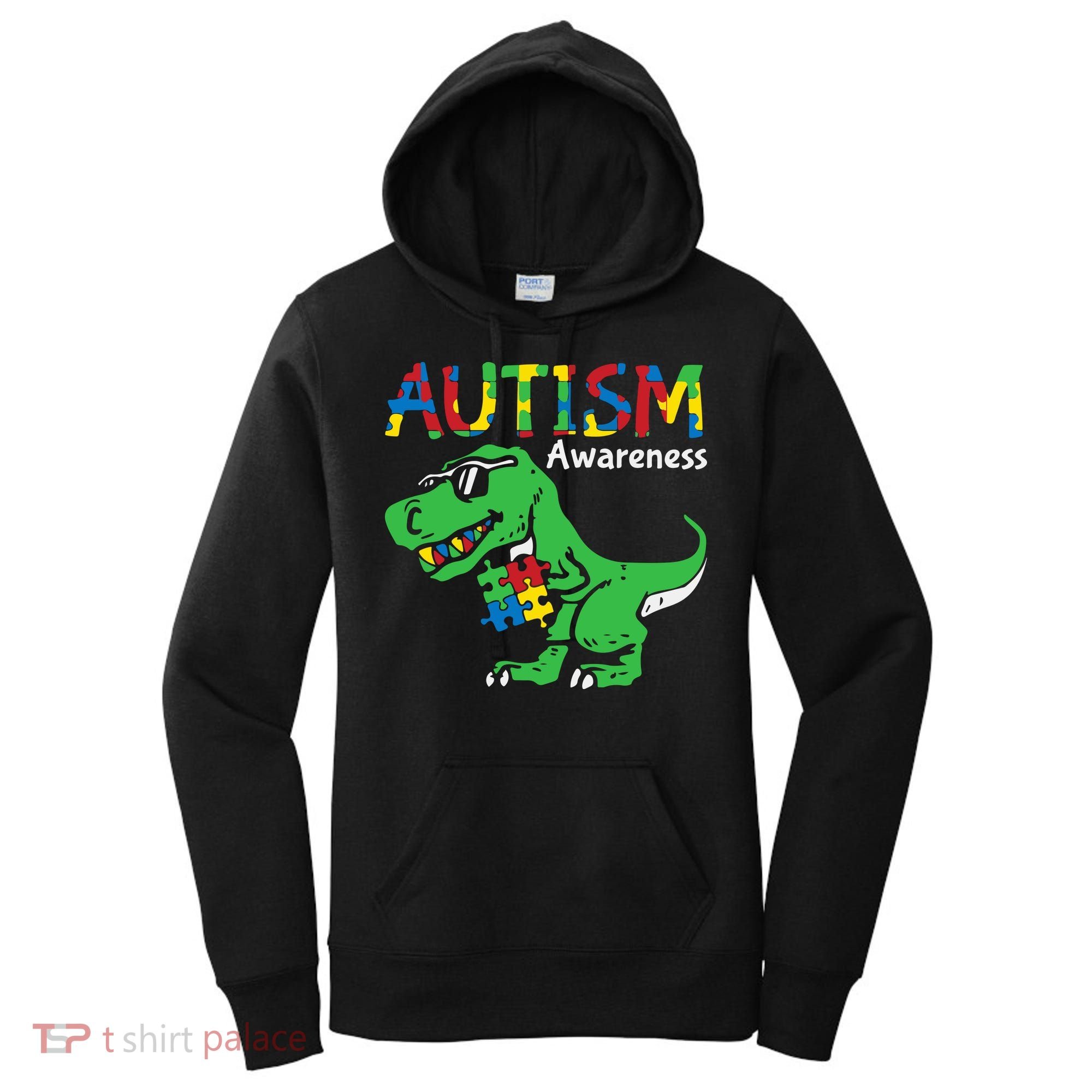 Autism Awareness Dinosaur Autism Heart Puzzle Women's Hoodie