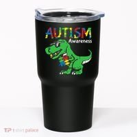 Autism Awareness Dinosaur Autism Heart Puzzle Tumbler thumb 0