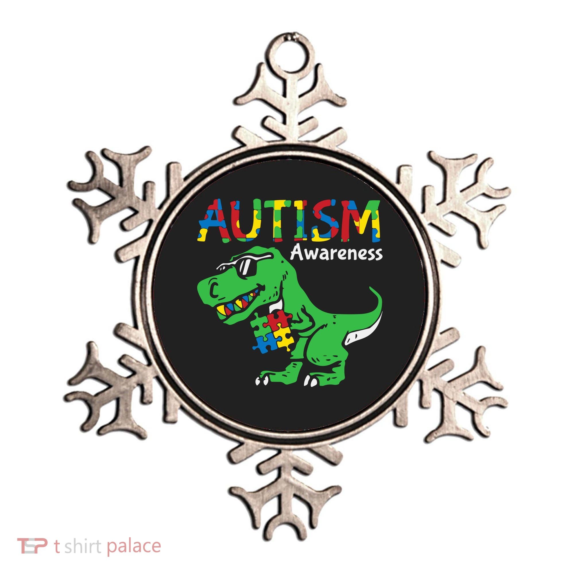 Autism Awareness Dinosaur Autism Heart Puzzle Ornament