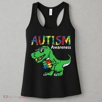 Autism Awareness Dinosaur Autism Heart Puzzle Women's Tank Top thumb 3