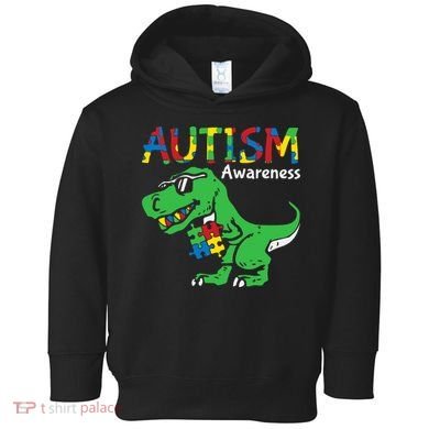 Autism Awareness Dinosaur Autism Heart Puzzle Toddler Hoodie