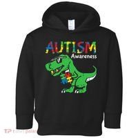 Autism Awareness Dinosaur Autism Heart Puzzle Toddler Hoodie thumb 0