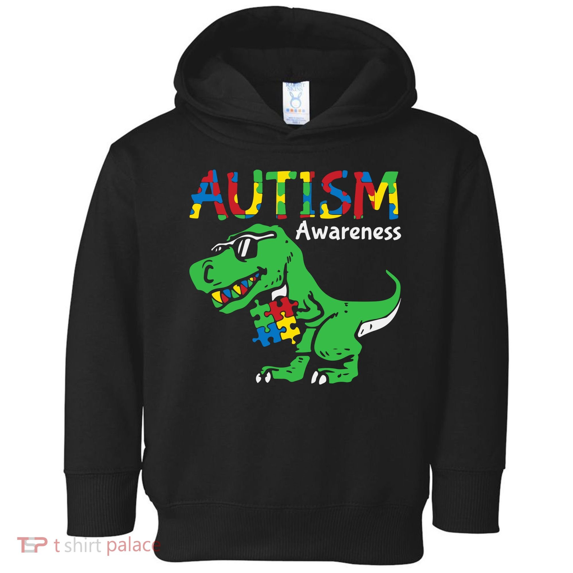 Autism Awareness Dinosaur Autism Heart Puzzle Toddler Hoodie