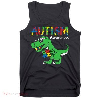 Autism Awareness Dinosaur Autism Heart Puzzle Tank Top