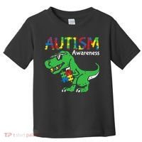 Autism Awareness Dinosaur Autism Heart Puzzle Toddler T-Shirt thumb 0