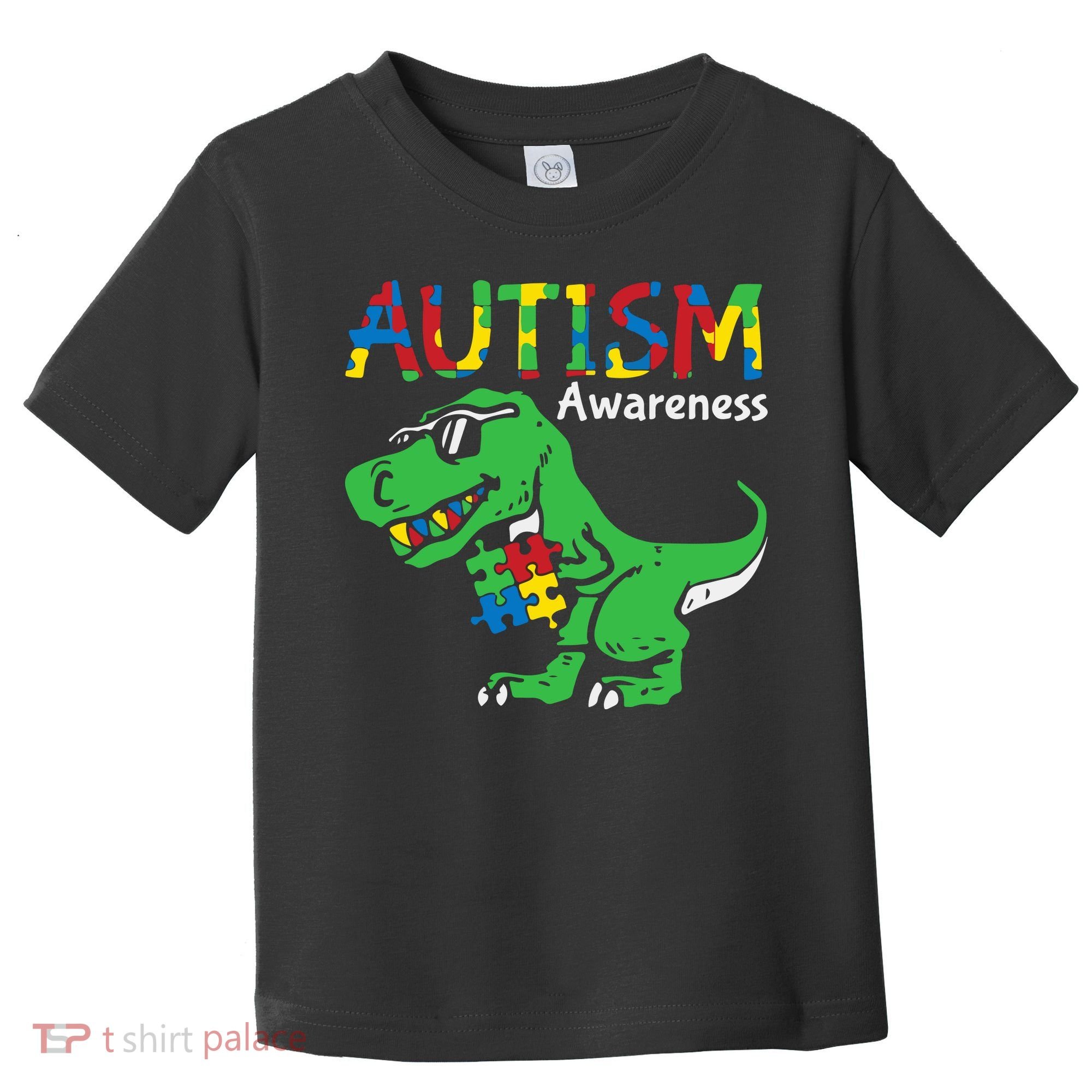 Autism Awareness Dinosaur Autism Heart Puzzle Toddler T-Shirt