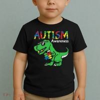 Autism Awareness Dinosaur Autism Heart Puzzle Toddler T-Shirt thumb 2
