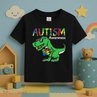Autism Awareness Dinosaur Autism Heart Puzzle Toddler T-Shirt thumb 3
