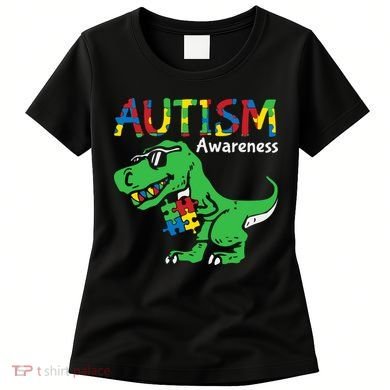 Autism Awareness Dinosaur Autism Heart Puzzle Women's T-Shirt