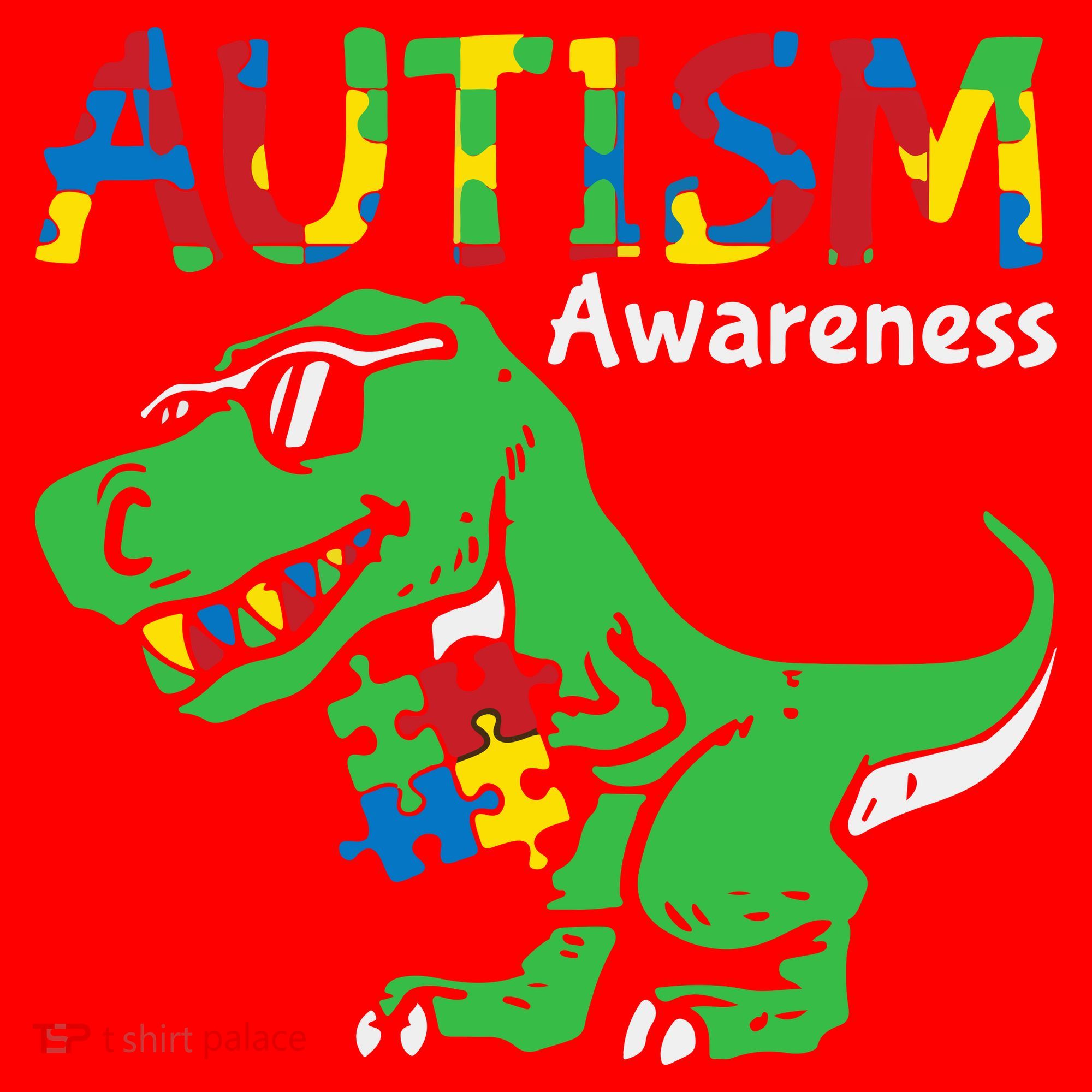 Autism Awareness Dinosaur Autism Heart Puzzle Santa Hat