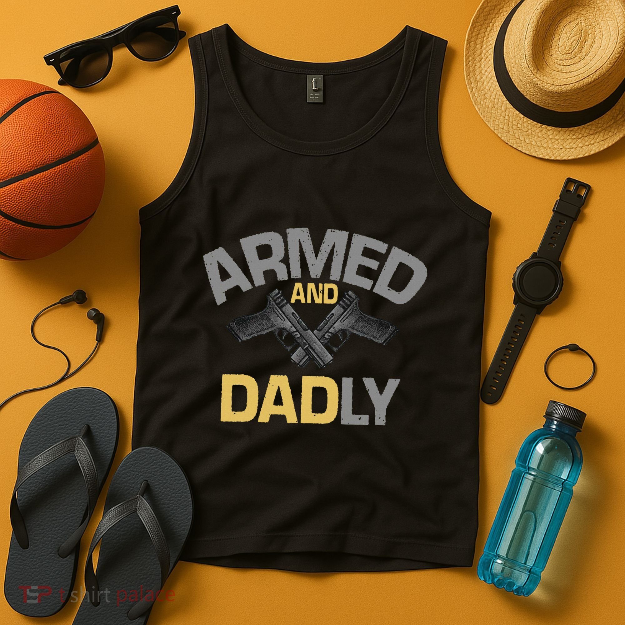 Armed And Dadly Deadly Father For Fathers Day Tank Top