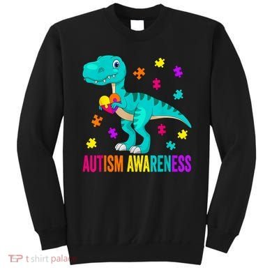 Autism Awareness Dinosaur Colorful Autism Puzzle Pieces Sweatshirt