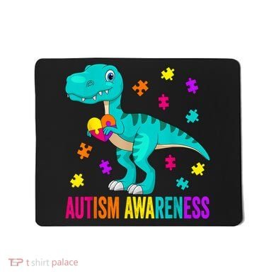 Autism Awareness Dinosaur Colorful Autism Puzzle Pieces Mousepad