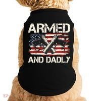 Armed And Dadly Armed And Deadly Daddy Dad Distressed USA American Flag Doggie Tank thumb 0
