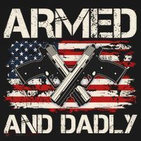 Armed And Dadly Armed And Deadly Daddy Dad Distressed USA American Flag Doggie Tank thumb 4