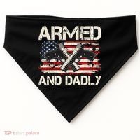 Armed And Dadly Armed And Deadly Daddy Dad Distressed USA American Flag USA-Made Doggie Bandana thumb 0