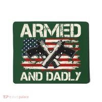 Armed And Dadly Armed And Deadly Daddy Dad Distressed USA American Flag Mousepad thumb 0