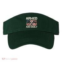 Armed And Dadly Armed And Deadly Daddy Dad Distressed USA American Flag Visor thumb 0