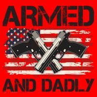 Armed And Dadly Armed And Deadly Daddy Dad Distressed USA American Flag Santa Hat thumb 1