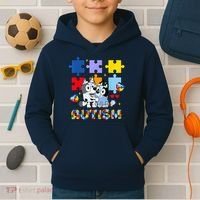 Autism Awareness Dog Lover Kids Hoodie thumb 2