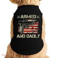 Armed And Dadly Funny Deadly Father Gift For Father's Day Doggie Tank thumb 0