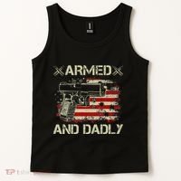 Armed And Dadly Funny Deadly Father Gift For Father's Day Tank Top thumb 2