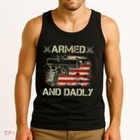 Armed And Dadly Funny Deadly Father Gift For Father's Day Tank Top thumb 3