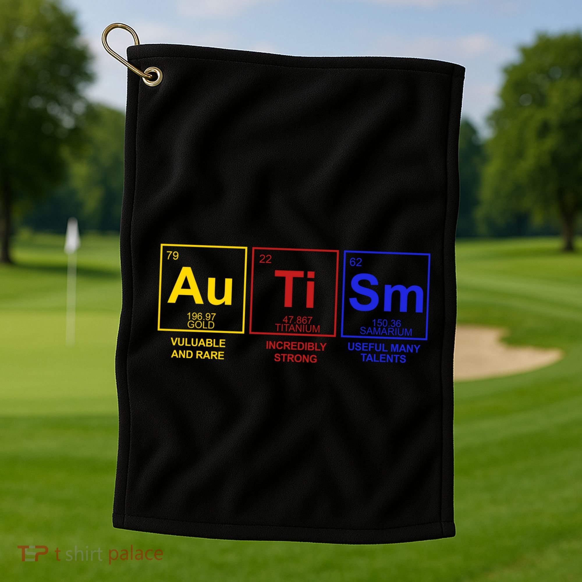 Autism Awareness Elements Periodic Table Golf Towel