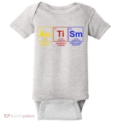 Autism Awareness Elements Periodic Table Baby Bodysuit