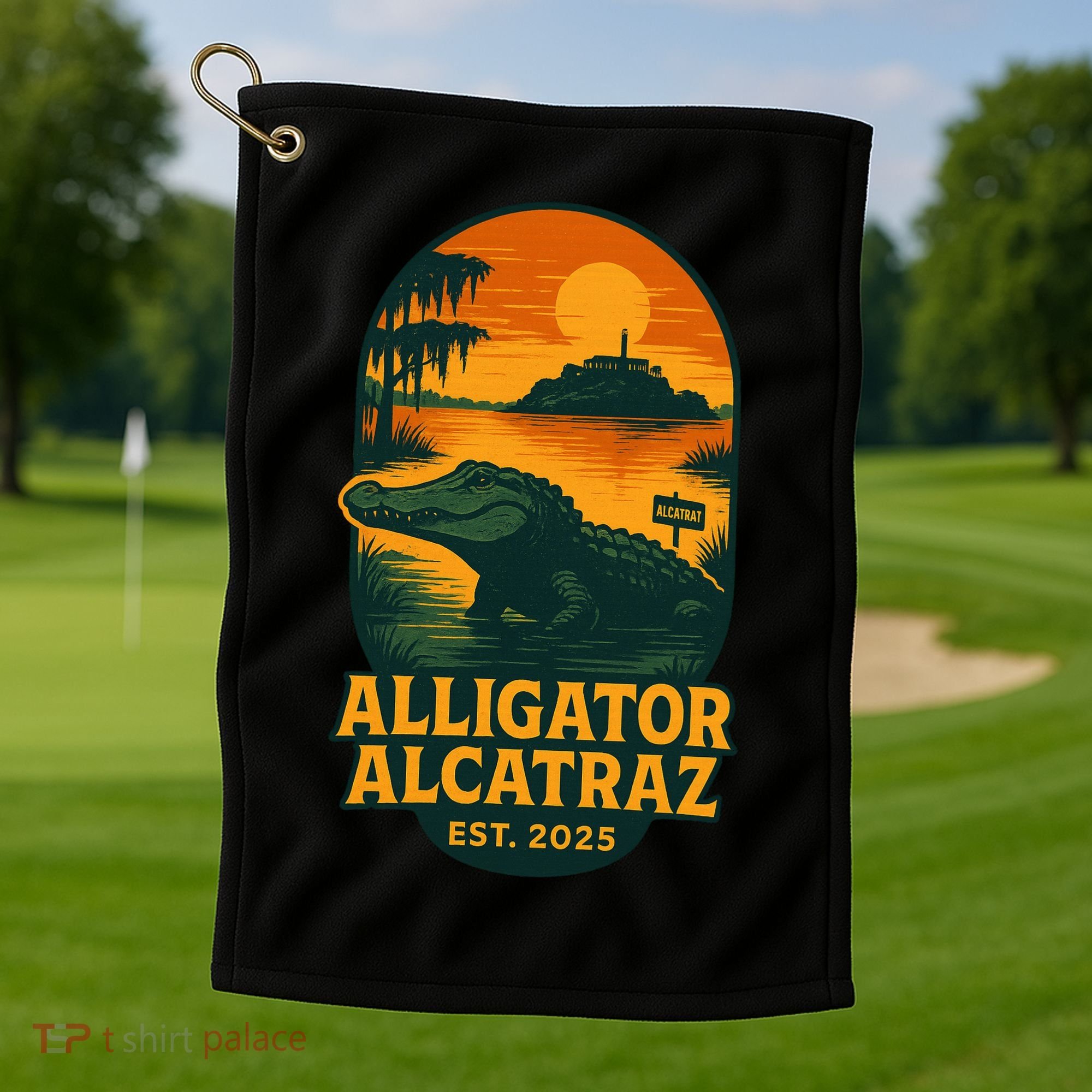 Alligator Alcatraz Established 2025 Gator Swamp Golf Towel