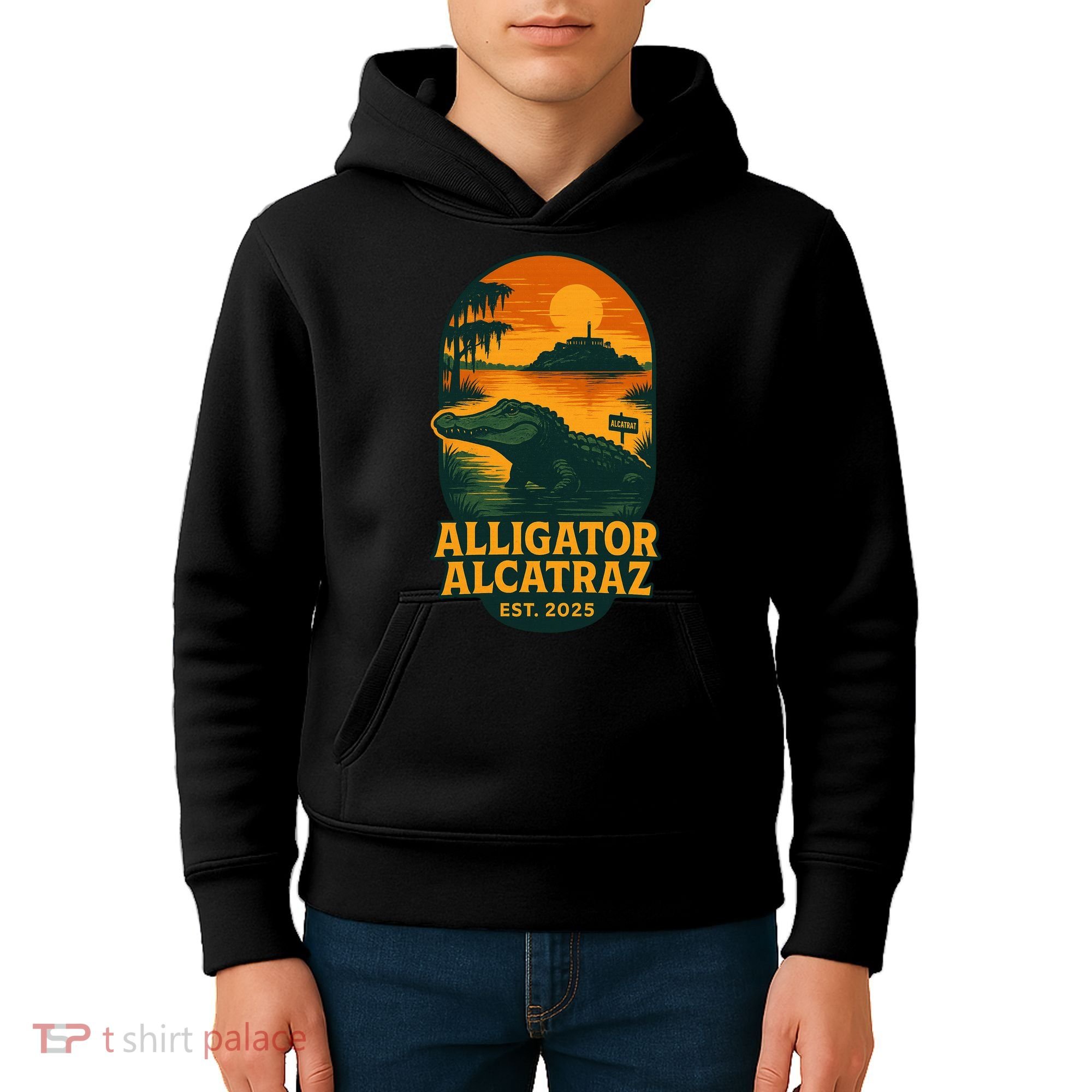 Alligator Alcatraz Established 2025 Gator Swamp Kids Hoodie