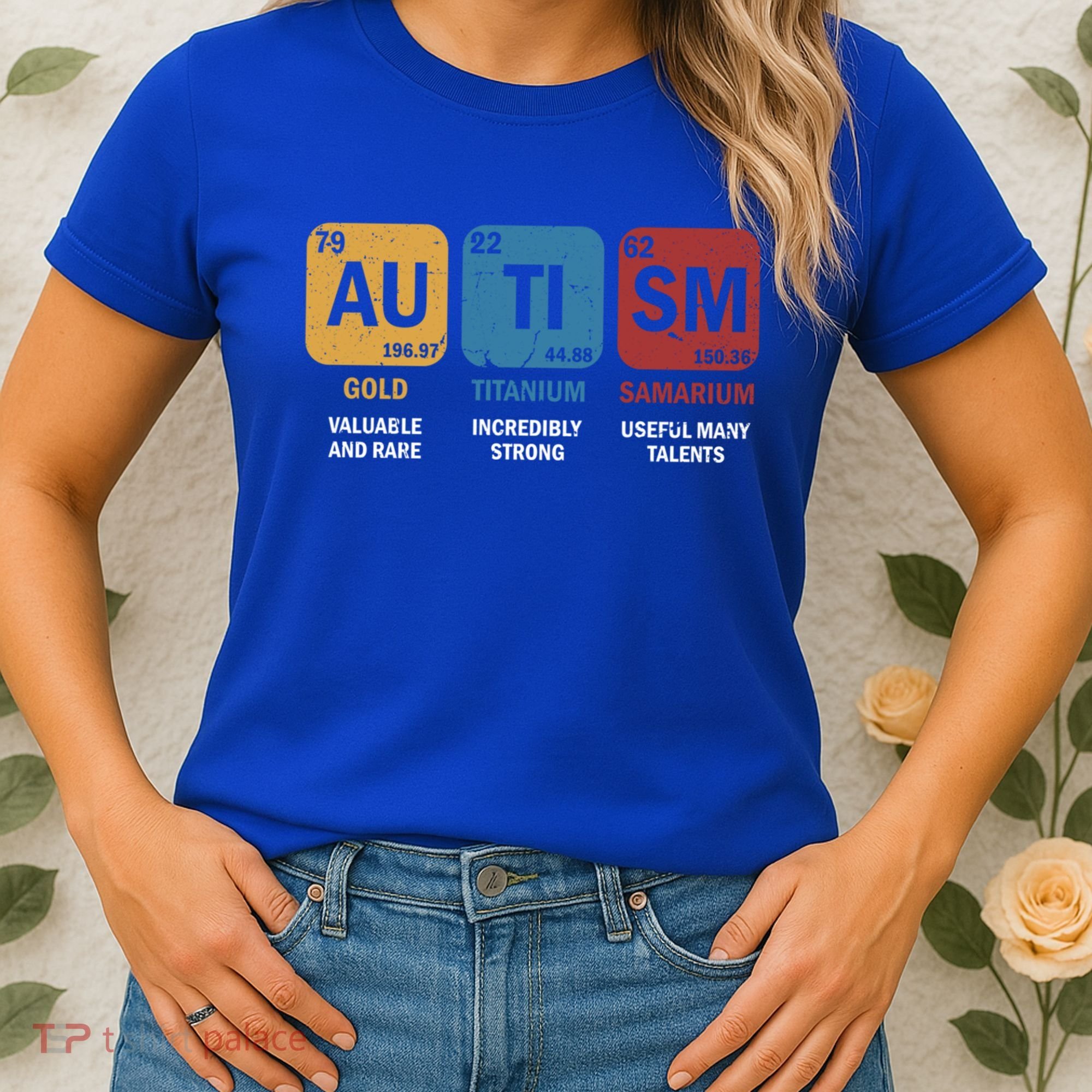 Autism Awareness Elets Periodic Table Asd Chemistry Gift Women's T-Shirt