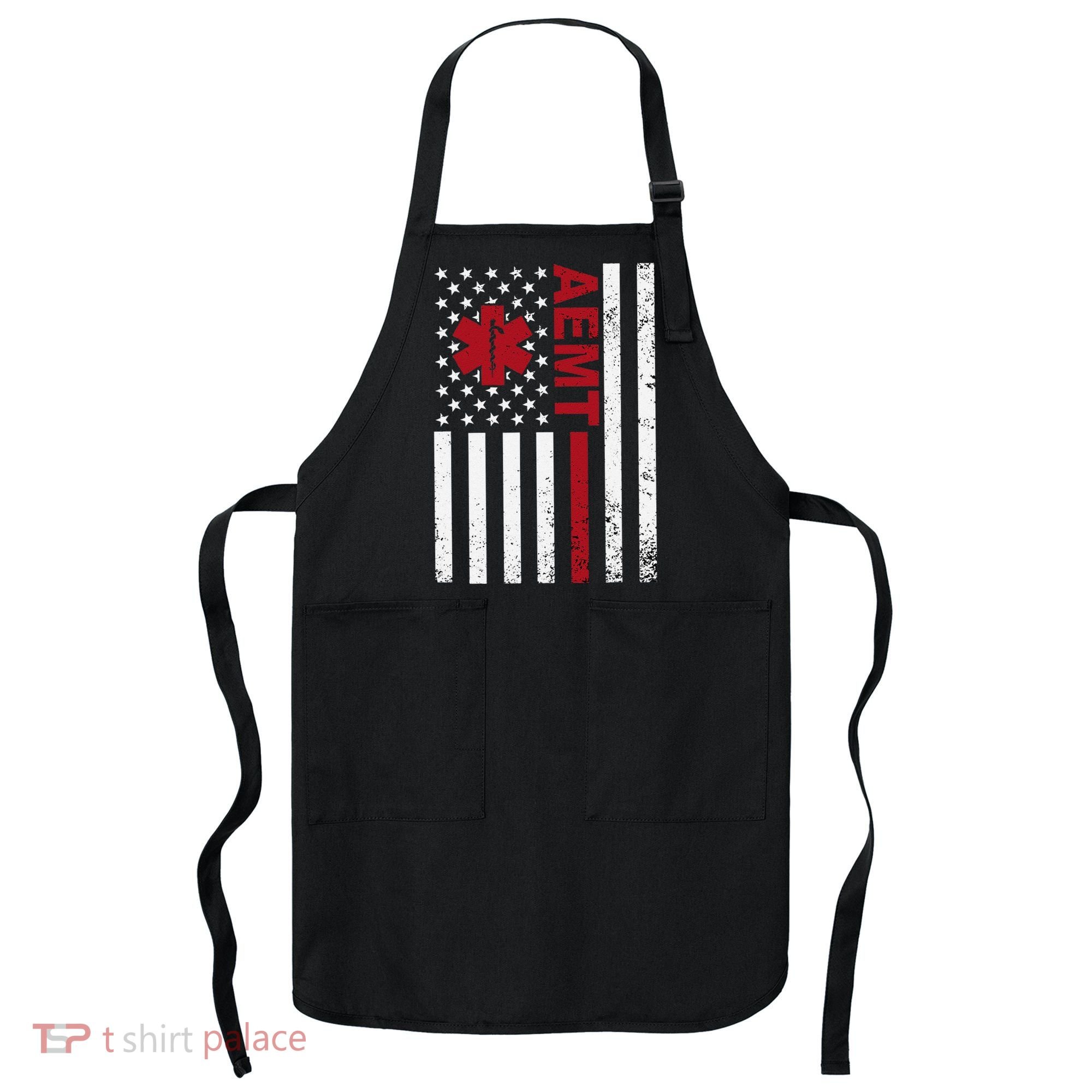 Aemt Advanced Emergency Medical Technician Usa Flag Apron