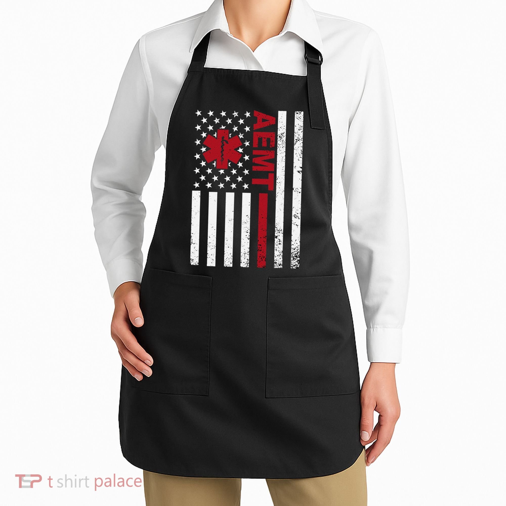 Aemt Advanced Emergency Medical Technician Usa Flag Apron