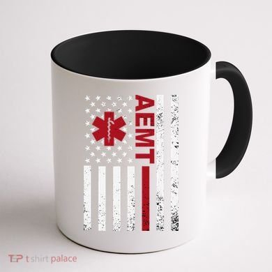 Aemt Advanced Emergency Medical Technician Usa Flag Coffee Mug back