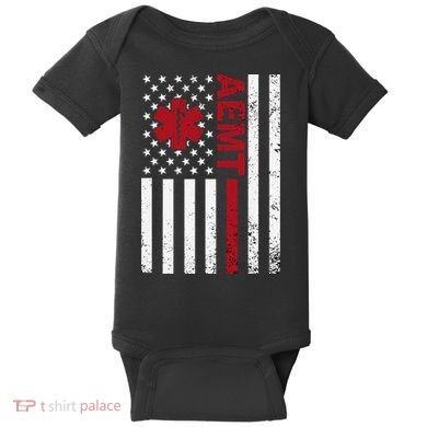 Aemt Advanced Emergency Medical Technician Usa Flag Baby Bodysuit