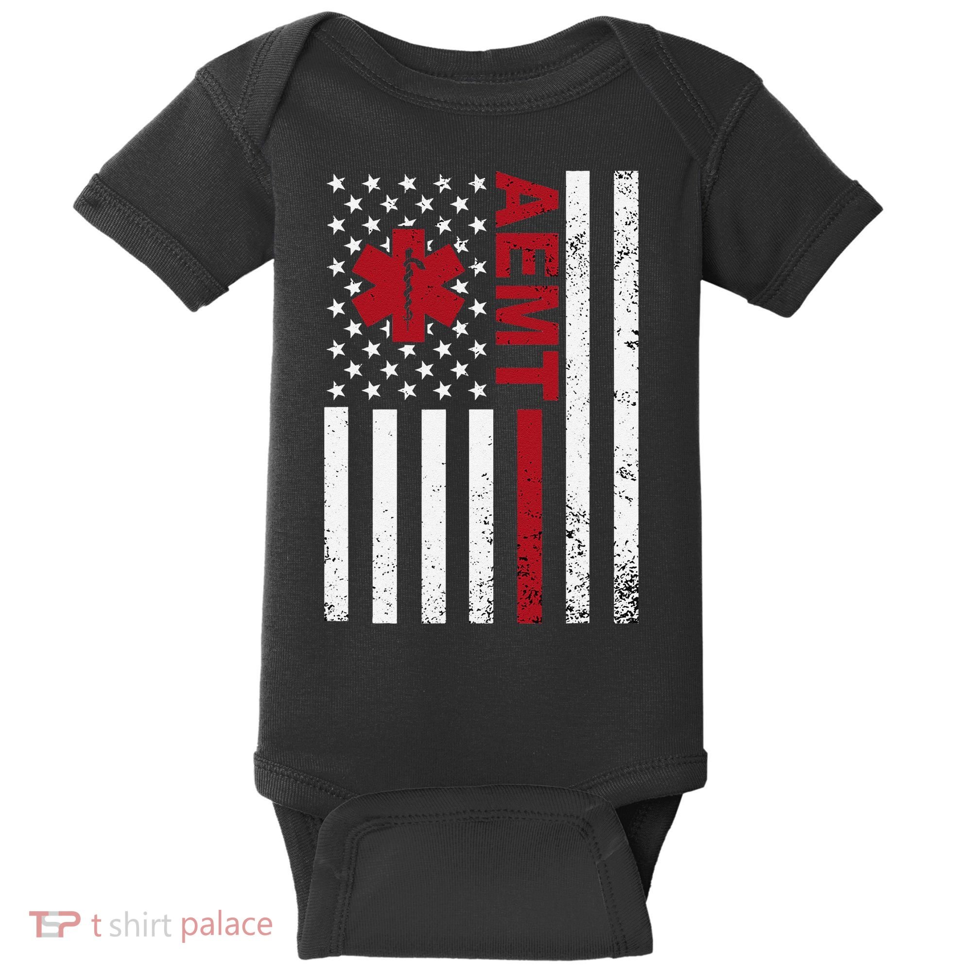 Aemt Advanced Emergency Medical Technician Usa Flag Baby Bodysuit